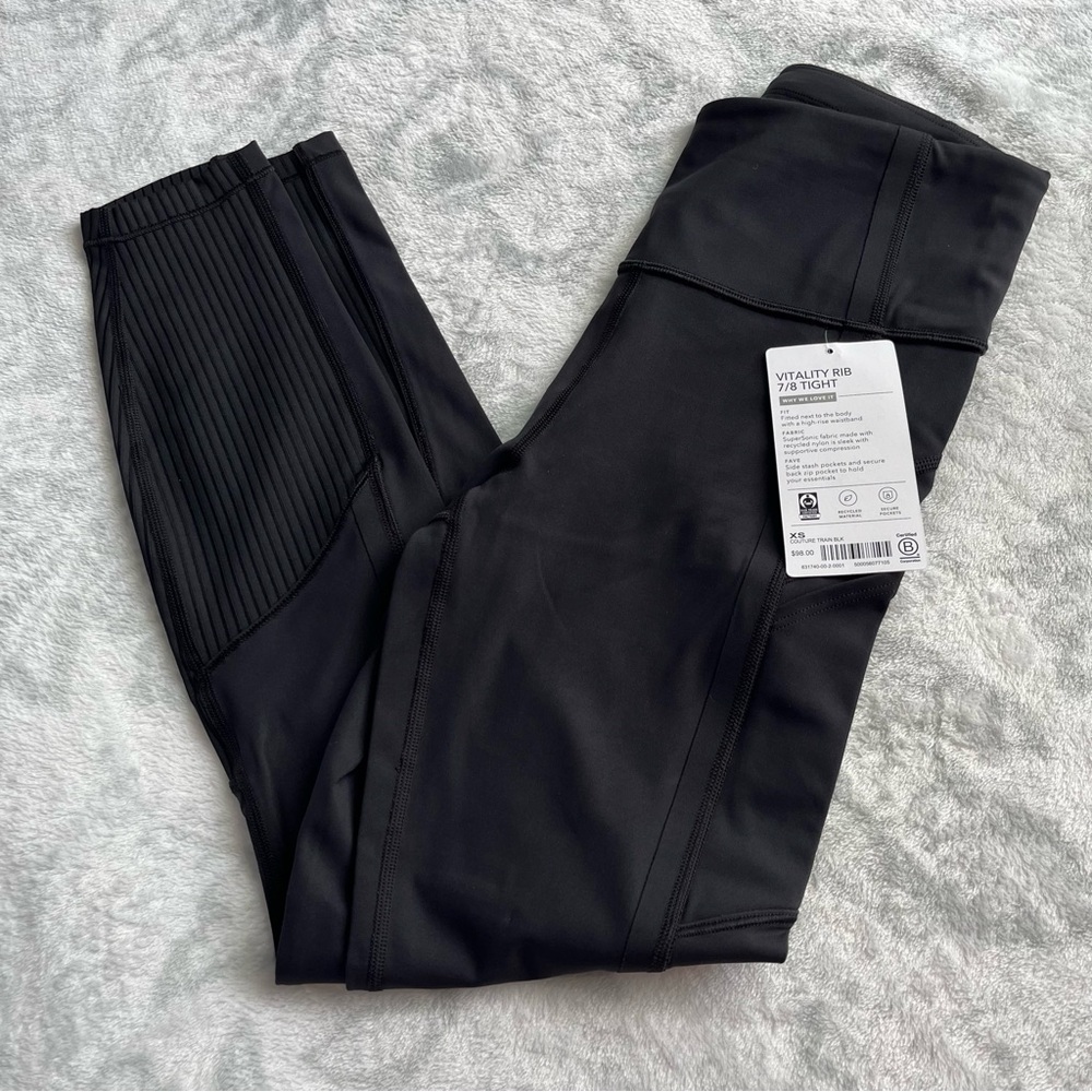 ATHLETA Vitality Rib 7/8 Tight Black NWT - Picture 2 of 11